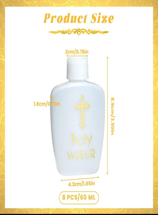 Gabrella Holy Water Bottle, 60ml/2oz Holy Water Holder Plastic Empty Containers With Screw Lid, Ceremonial Vial, Easter Baptism Party Prop (8 Pack (White)) - Image 2